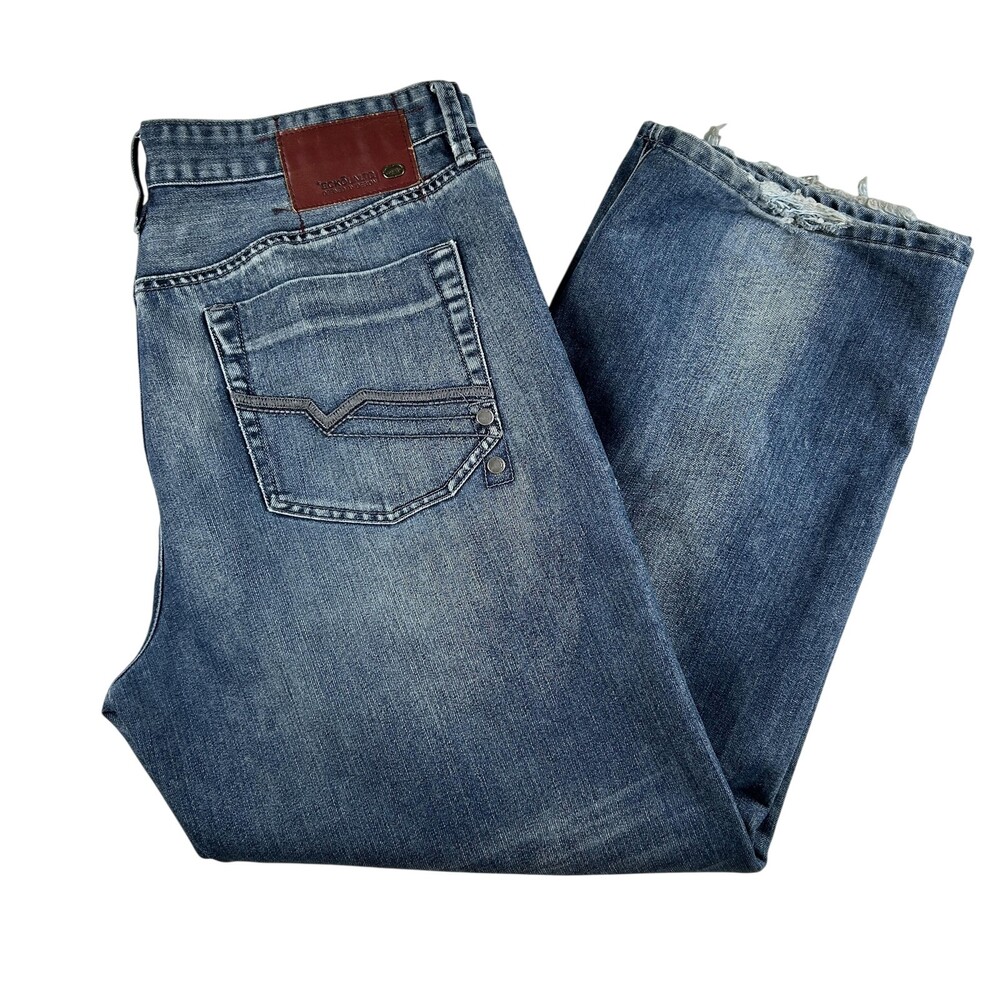 Ecko Unlimited Jeans Mens 38x30 Blue Loose Fit Denim Straight Leg Distressed